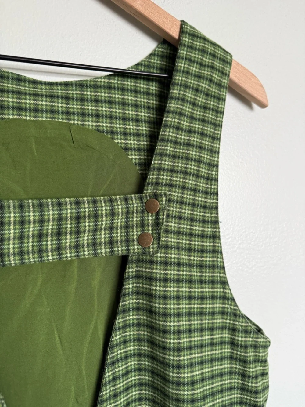 Free People Green Plaid Kai Menswear Mini  Jumper Dress